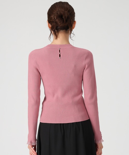 「MISCH MASCH」 長袖ニット フリ- ブラック レディース_画像6