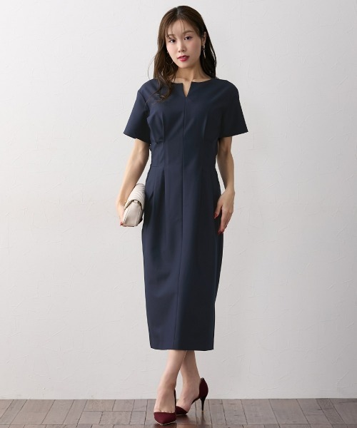 Megu さん専用　BEARDSLEY ネイビー 半袖ロングワンピース F Nissen glamor（ニッセングラマー） ワンピース 半袖 「大きい胸専用