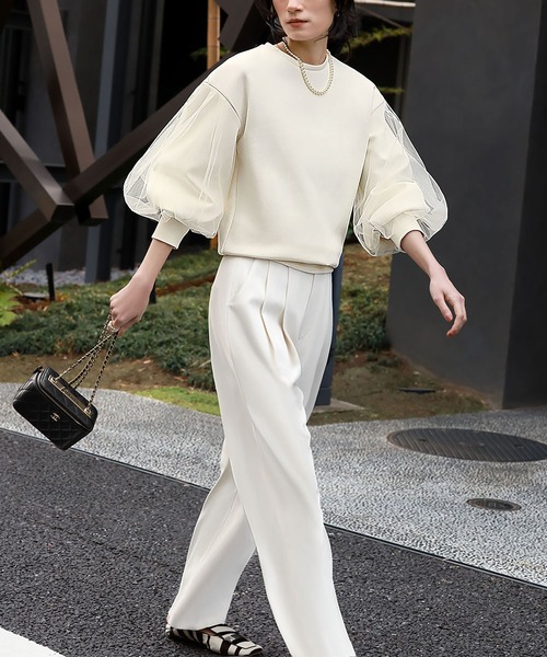 「ELFRANK」 長袖カットソー FREE オフホワイト レディース_画像3