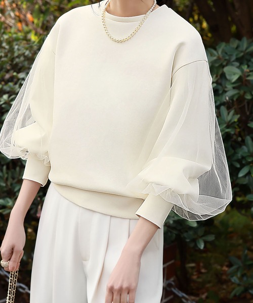 「ELFRANK」 長袖カットソー FREE オフホワイト レディース_画像4