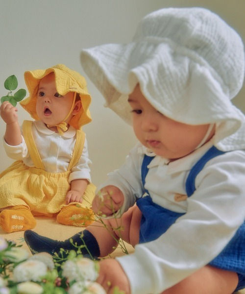 帽子 ハット カラーガーゼ紐付きベビーハット・帽子 キッズ 子供