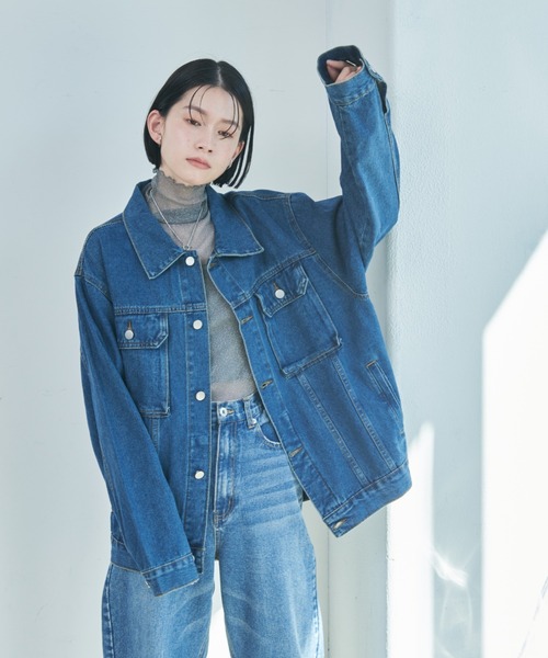 「Shelly island」 デニムジャケット FREE ブルー レディース_画像3