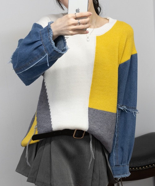 「pumpkin port」 長袖ニット M アイボリー レディース_画像3