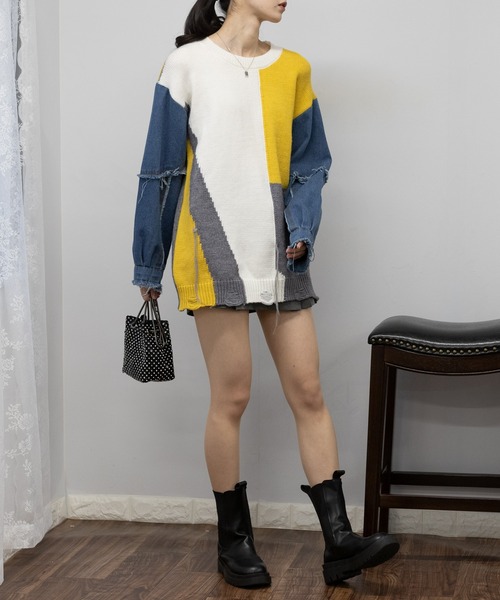 「pumpkin port」 長袖ニット M アイボリー レディース_画像4