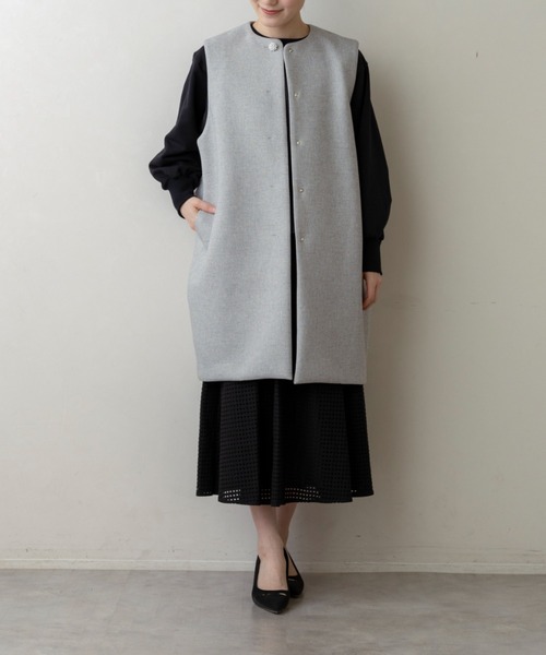 極美品❤︎24AW Sono ノーカラージャケット パール オーバーサイズ 撥水 Sono（ソーノ） ジャケット ノーカラージャケット 「新作2/20発売