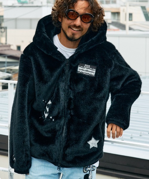 「STUD MUFFIN」 プルオーバーパーカー 3 ブラック メンズ_画像3