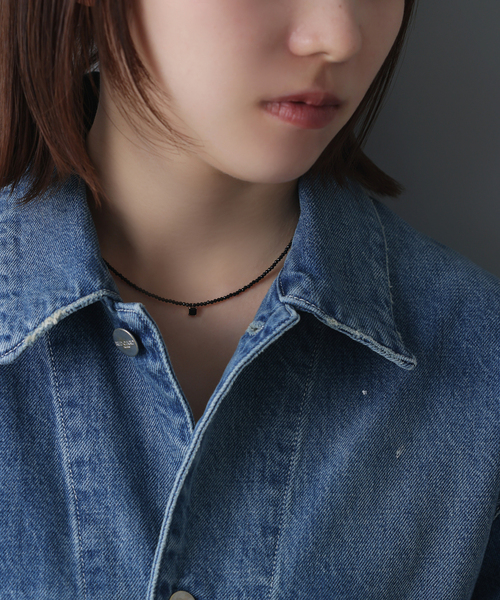 Lilas ネックレス スクエアモチーフオニキスネックレス K10 レディース