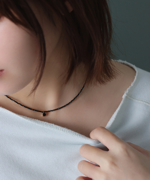 Lilas ネックレス スクエアモチーフオニキスネックレス K10 レディース