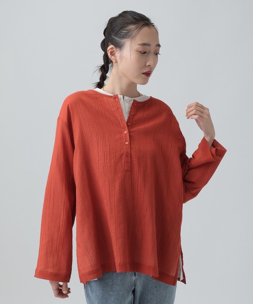 25ss/未使用/FRAMeWORK/楊柳ヘンリーブラウス LEPSIM（レプシィム） ブラウス シャツ 2WAYヘンリー楊柳LS 639506