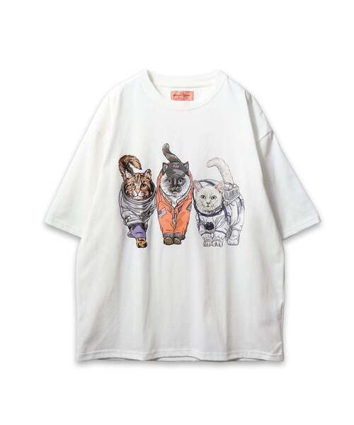 CORISCO（コリスコ） tシャツ 度詰め天竺アニマル前後プリントTEE ネコ