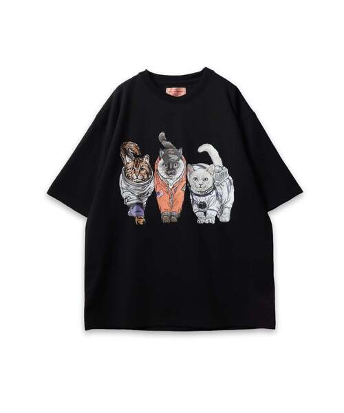 CORISCO（コリスコ） tシャツ 度詰め天竺アニマル前後プリントTEE ネコ