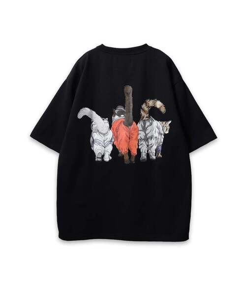 CORISCO（コリスコ） tシャツ 度詰め天竺アニマル前後プリントTEE ネコ
