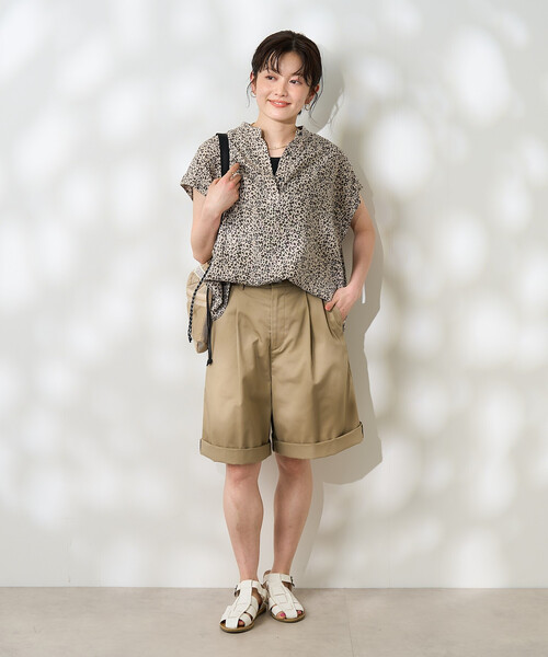 ブラウス シャツ リネンブレンド スキッパーブラウス「セットアップ対応」 レディースの画像