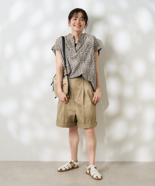 ブラウス シャツ リネンブレンド スキッパーブラウス「セットアップ対応」 レディースの画像