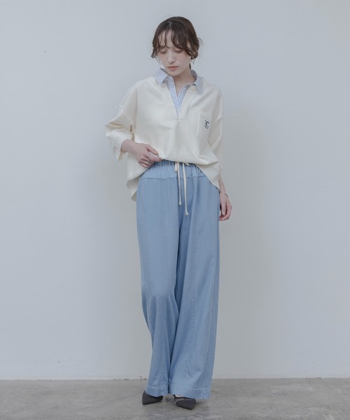 新品　今季　Eimee Law パンツ デニムレイヤード サイドジップパンツ Eimee Law（エイミーロウ） ワイドパンツ ジーンズ デニム デニム