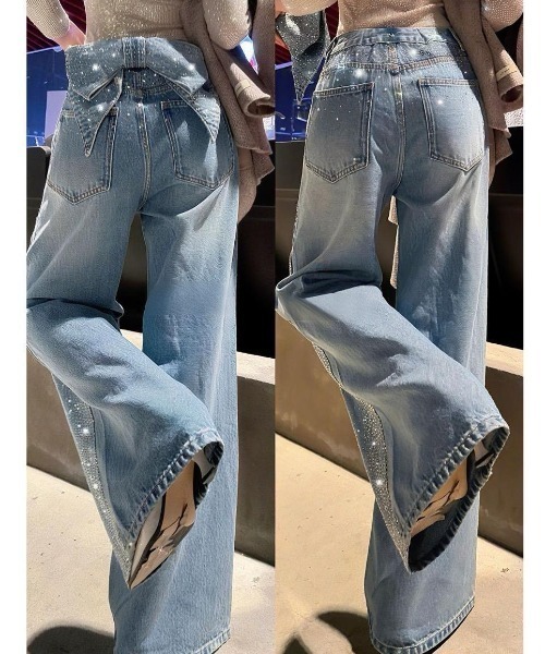 FAVORITO ワイドパンツ ジーンズ デニム デニムパンツ 取り外し可能