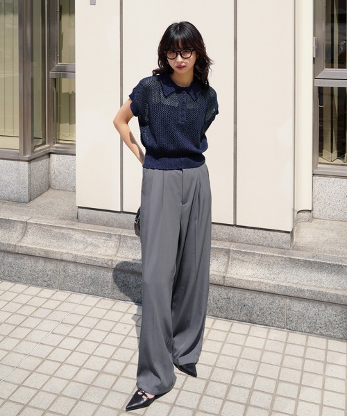 本日限定　最終値下げ　美品　SANDRO クロップドポロニット ポロシャツ ポロ クロシェポロニットトップス レディース : ZOZOTOWN