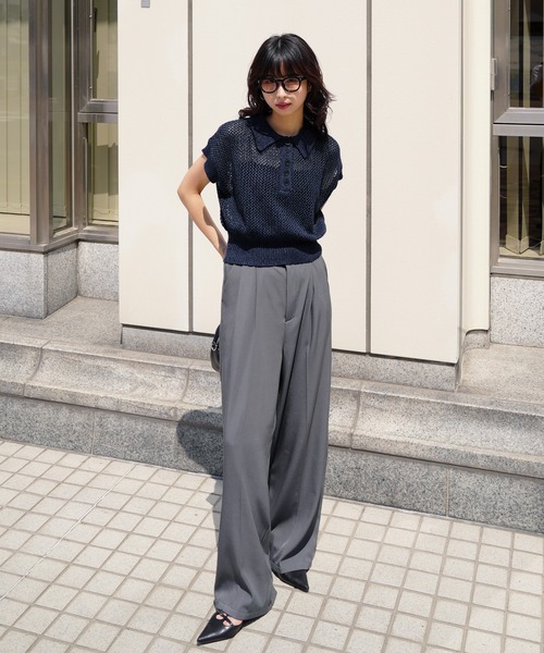 ポロシャツ ポロ クロシェポロニットトップス レディース : ZOZOTOWN