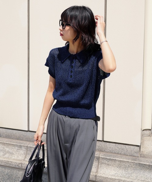 FENDI - 【完売】クロシェ サマーニット ポロシャツ トップス ブラウン×ブラック ポロシャツ ポロ クロシェポロニットトップス レディース : ZOZOTOWN