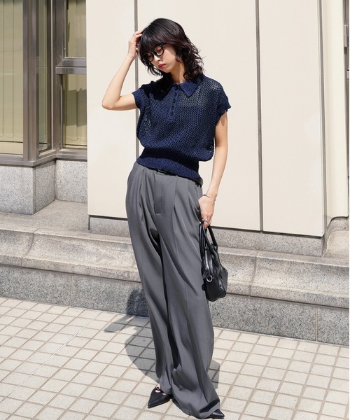 ポロシャツ ポロ クロシェポロニットトップス レディース : ZOZOTOWN