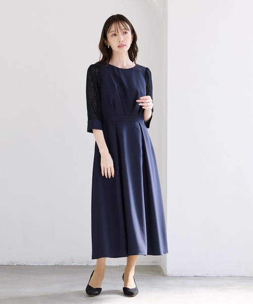 AIMER（エメ） パーティードレス ワンピース レース袖×ウエストタック