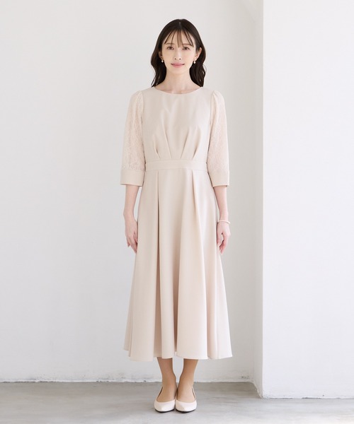 AIMER ワンピース　ドレス　オケージョン AIMER（エメ） パーティードレス ワンピース レース袖×ウエストタック