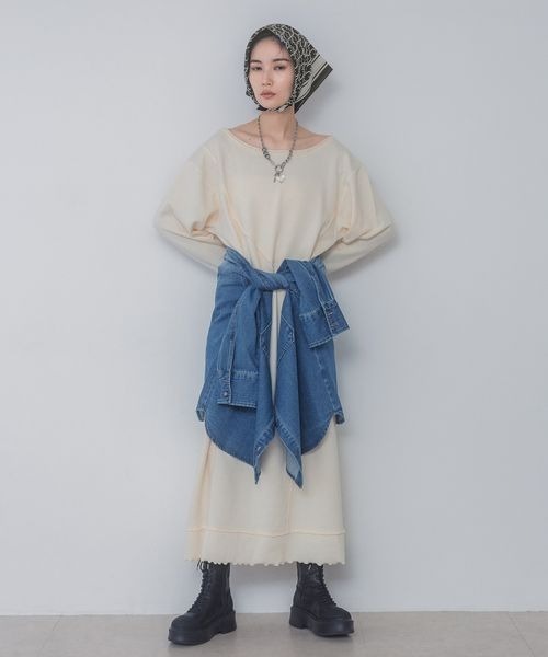 「JEANASIS」 長袖ワンピース FREE アイボリー レディース_画像3
