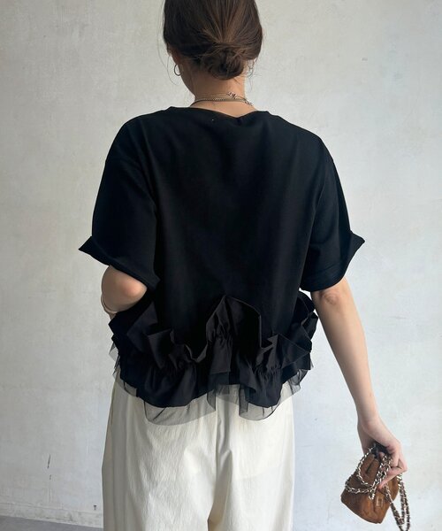 DouDou（ドゥドゥ） tシャツ 半袖 「WEB限定」裾フリルTEE レディース