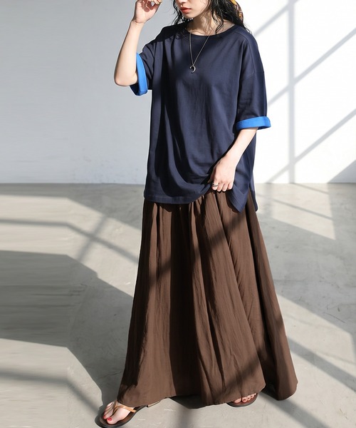  レディース Tシャツ スカート セット　L antiqua（アンティカ） antiqua tシャツ 半袖 コーデセット レディース