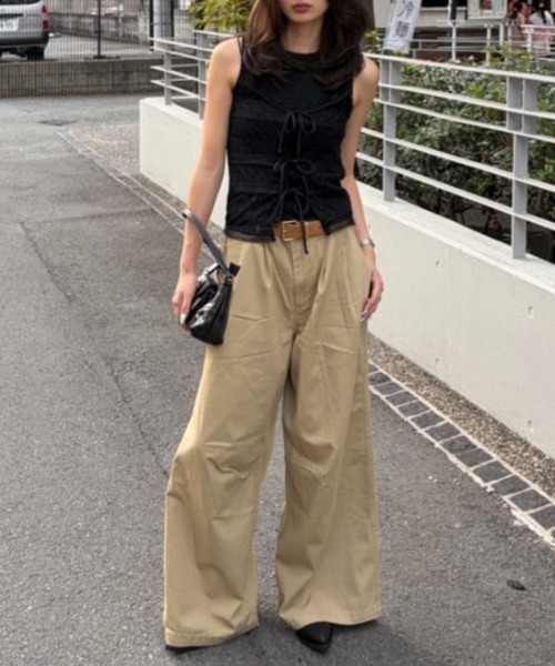 MOUSSY（マウジー） ワイドパンツ パンツ MILITARY WIDE LONG パンツ 