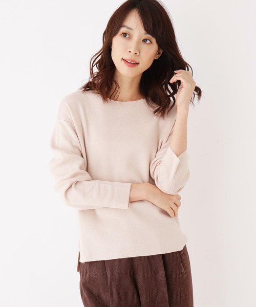 新品⭐︎リネン混ボートネックニット OPAQUE.CLIP ニット 「洗える・34(SS) 42(LL)WEB限定サイズ」総