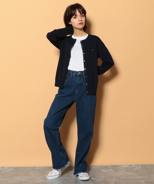 トミー ヒルフィガー   ベーシックカーディガン （ネイビー） トミー ヒルフィガー TOMMY HILFIGER ベーシックカーディガン