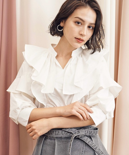 René ホワイト フリル襟 36 Noela ブラウス シャツ フリルブラウス レディース : ZOZOTOWN