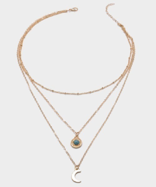 Ritomo De Ricco ネックレス SALE ステンレスターコイズ3連
