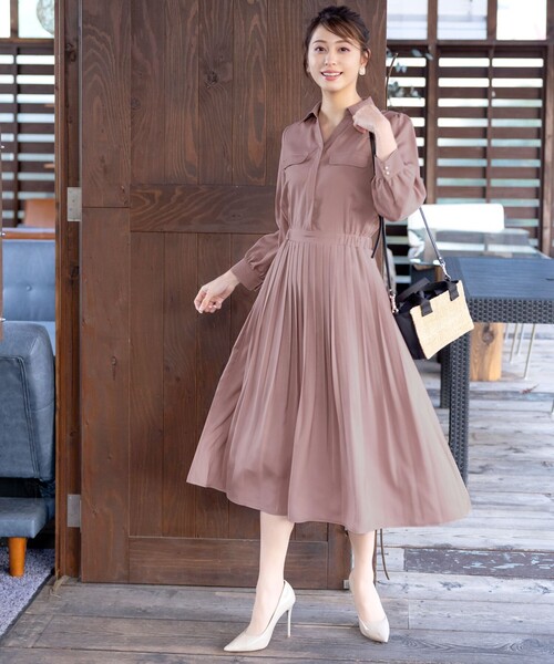 Tiaclasse シャツワンピース 「洗える」ヴィンテージサテンシャツ