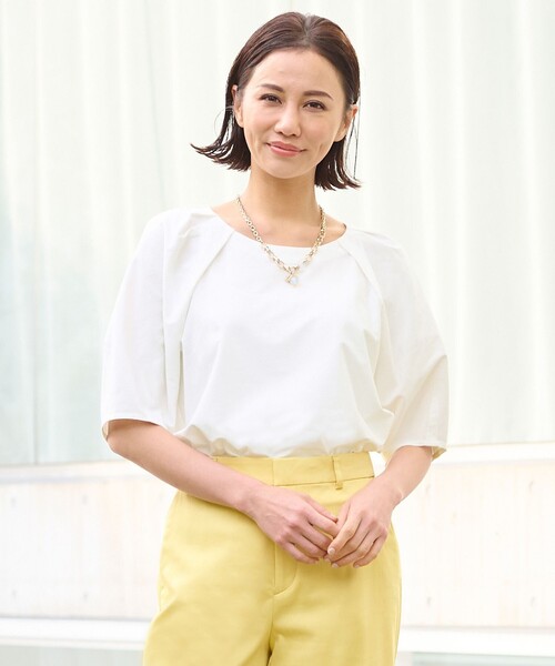 tシャツ 「洗える」ツイストプレインジャージー袖タック カットソー レディース