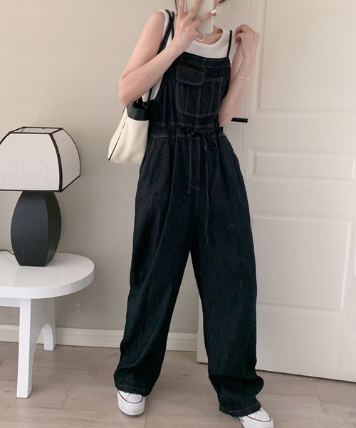 DAY CLOSET サロペット オーバーオール レディース ワイドデニム