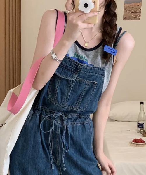 DAY CLOSET サロペット オーバーオール レディース ワイドデニム