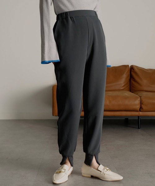 RANAN（ラナン） パンツ 裏起毛裾スリットジョガーパンツ レディース