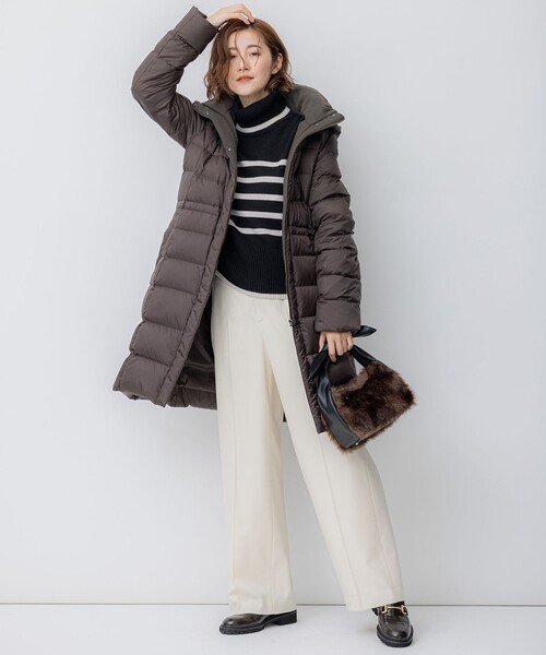 ニット セーター 「洗える」ウールミドルゲージ ボーダー レディース