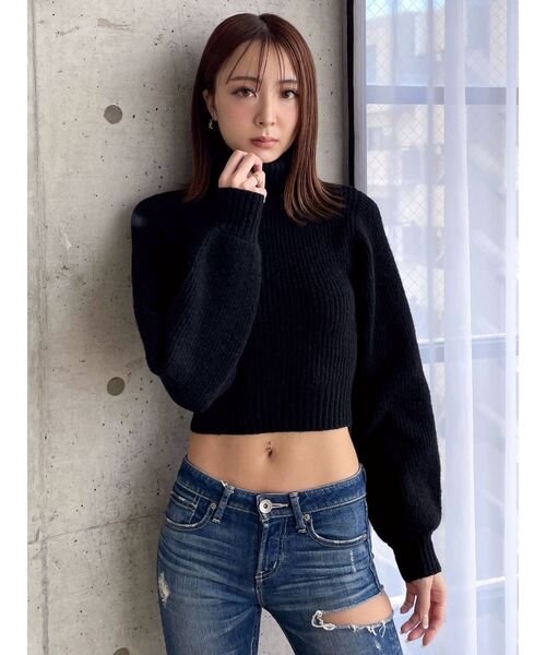 美品◇y's ワイズ　デザインニット　タートルネック　ショート丈 GYDA（ジェイダ） ニット タートルネックショートニットトップス