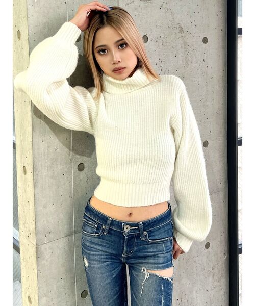 美品◇y's ワイズ　デザインニット　タートルネック　ショート丈 GYDA（ジェイダ） ニット タートルネックショートニットトップス