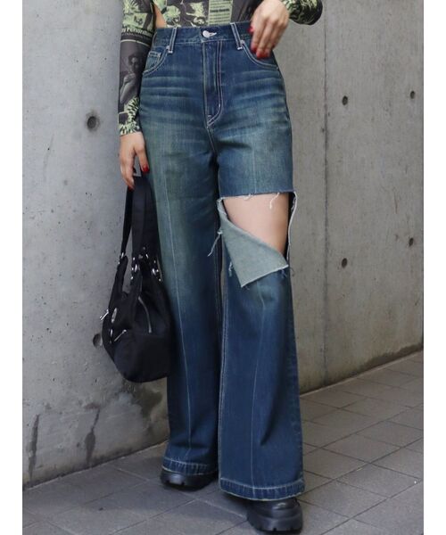 EVRIS デニムパンツ EVRIS ジーンズ デニム デニムパンツ カッティングダメージ