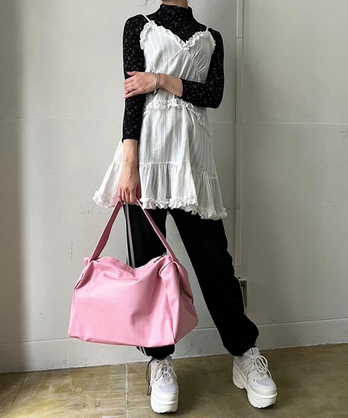 Jewelobe（ジュエローブ） キャミソール フリル×コットンストライプ