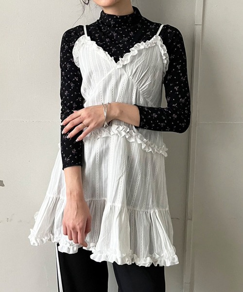 Jewelobe（ジュエローブ） キャミソール フリル×コットンストライプ