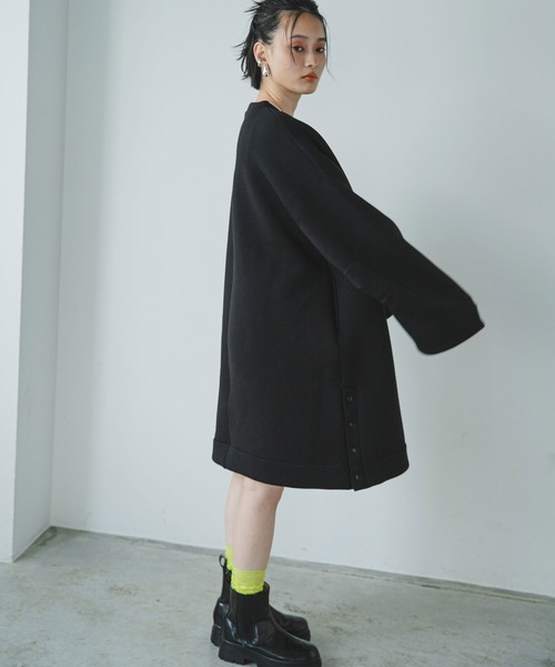 ユリ❗Mal.ボンディングワンピース 黒 bohmal（ボマール） ワンピース ボンディングタックスリーブミニ