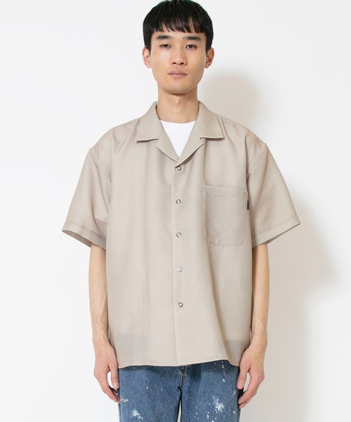 新品定価17,500円minuitere メンズ 襟付きショートスリーブシャツL UNISEX》Prime-Over Layering Short Sleeve Shirt/プライム