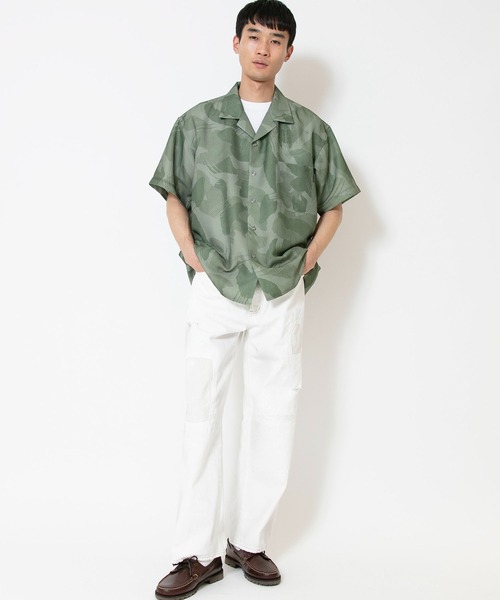 【 】CKJ メッシュショートスリーブシャツ◆送料無料 SHIPS シャツ SHIPS: メッシュ プリント レギュラーカラー