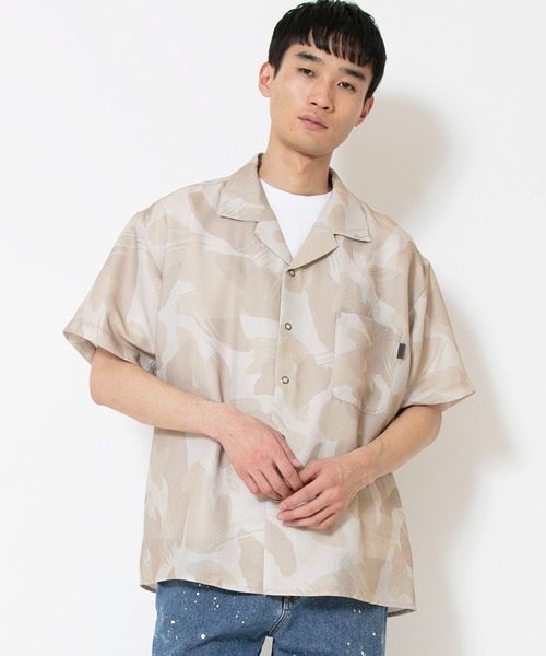 【 】CKJ メッシュショートスリーブシャツ◆送料無料 SHIPS シャツ SHIPS: メッシュ プリント レギュラーカラー