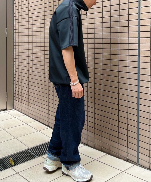 NO NEED ジャージ レースライン ハーフZIP半袖ジャージ メンズ